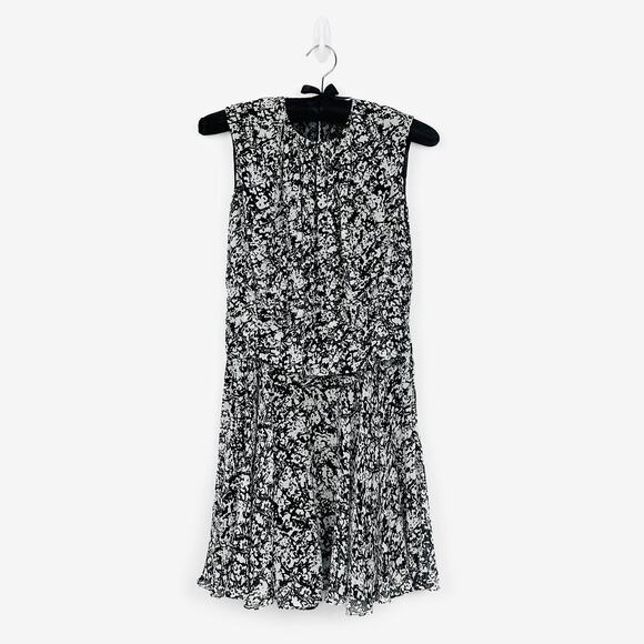 Derek Lam Floral Mini Dress Size 0 Black White Silk Quiet Luxury Glam Cocktail - Picture 1 of 12